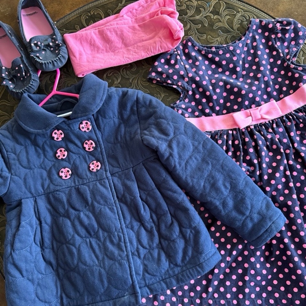 Gymboree pink polka dot dress set